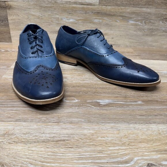 Marc Darcy Ryan Blue Leather Wingtip Brogue Shoes Men's Size 10 - Picture 6 of 7